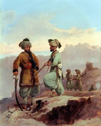 En piket, 20:e Punjab-regementet av Bengals infödda infanteri, North West Frontier, ca 1868